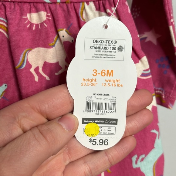 5 for $20! Wondernation Pink Unicorn Dress Size 3-6M - Picture 4 of 4